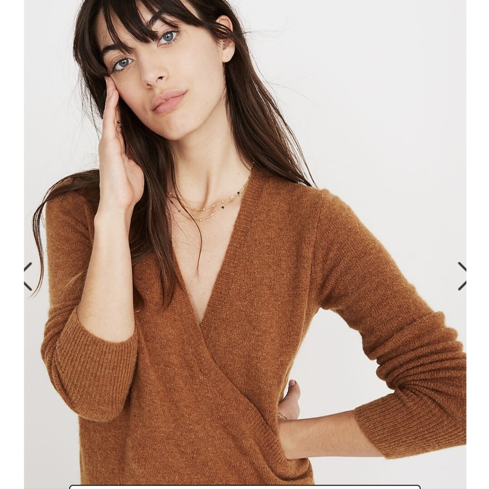 Madewell Wrap-Front Pullover Sweater Merino Blend Size Small